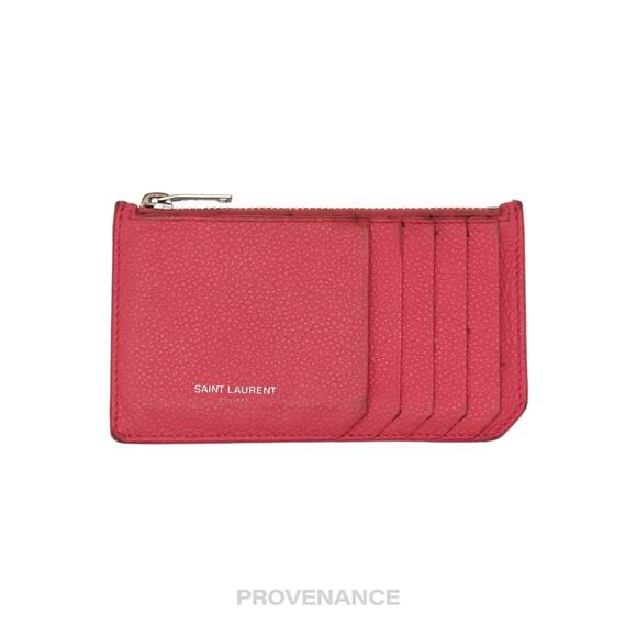 🔴 Saint Laurent Paris SLP Fragment Zip Card Wallet - Pink - Picture 1 of 8